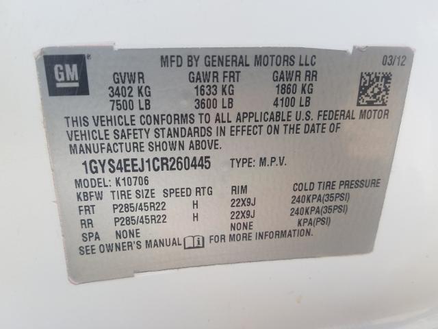 2012 CADILLAC ESCALADE H 1GYS4EEJ1CR260445