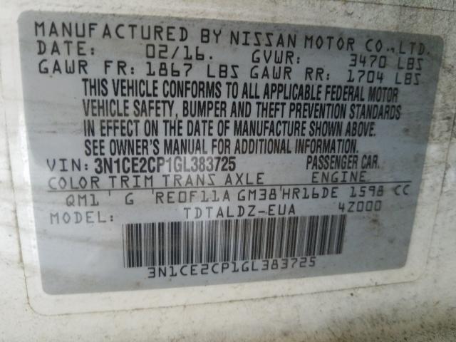 2016 NISSAN VERSA NOTE 3N1CE2CP1GL383725
