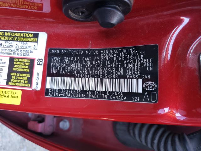 2011 TOYOTA COROLLA BA - 2T1BU4EE4BC556586