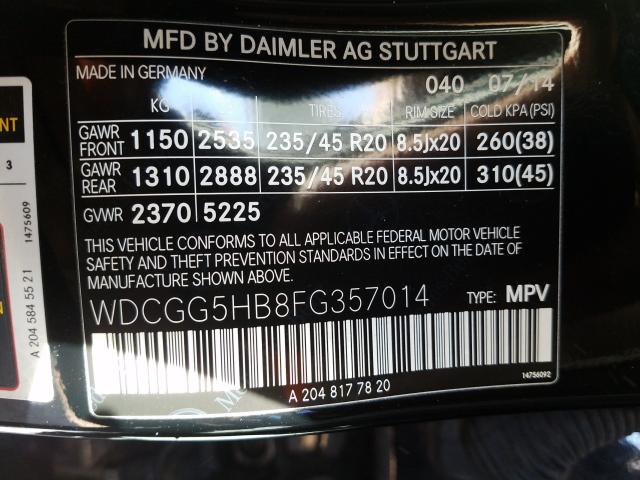 2015 MERCEDES-BENZ GLK 350 WDCGG5HB8FG357014