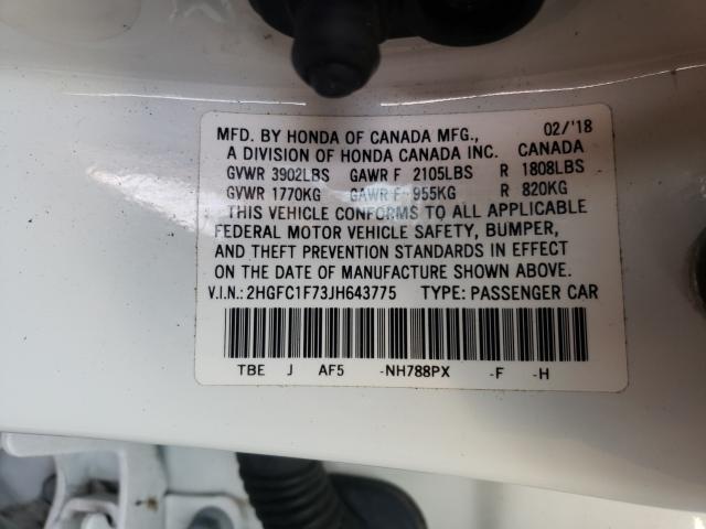 2018 HONDA CIVIC EXL 2HGFC1F73JH643775