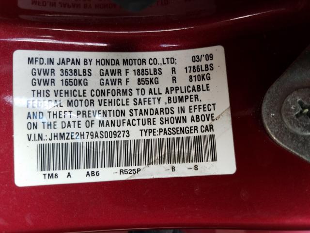 2010 HONDA INSIGHT EX JHMZE2H79AS009273