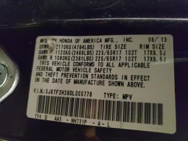 2013 HONDA CROSSTOUR 5J6TF3H38DL005778
