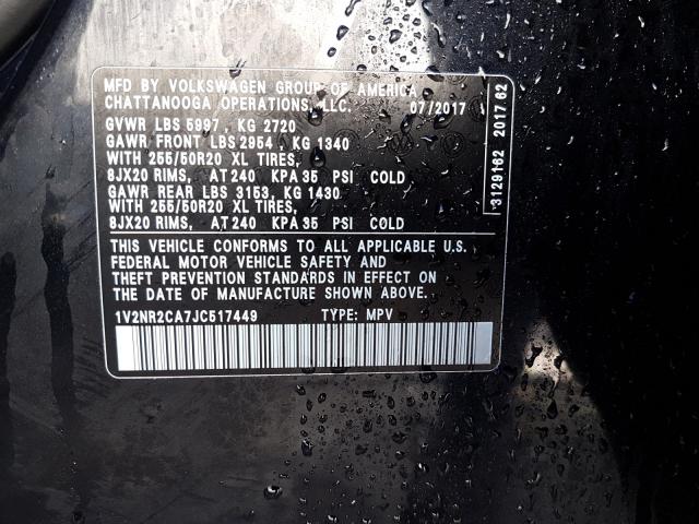 2018 VOLKSWAGEN ATLAS SEL 1V2NR2CA7JC517449