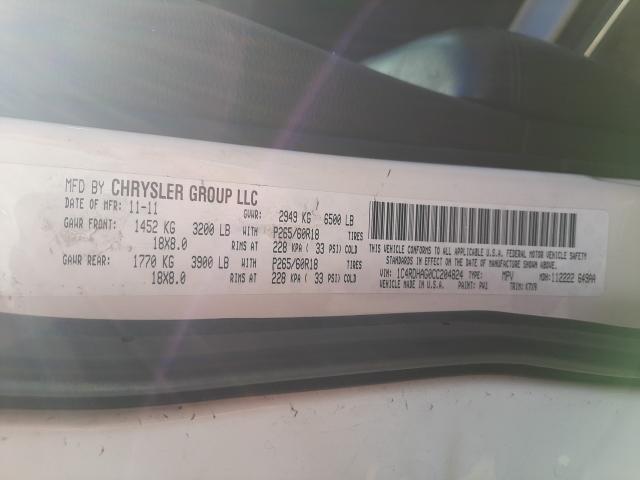 2012 DODGE DURANGO SX 1C4RDHAG0CC204824