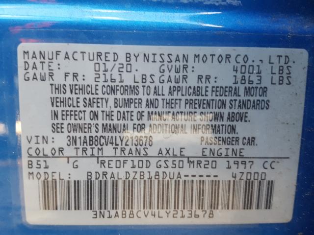 2020 NISSAN SENTRA SV 3N1AB8CV4LY213678