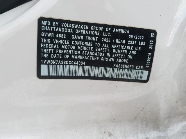 2013 VOLKSWAGEN PASSAT SE 1VWBN7A38DC044034