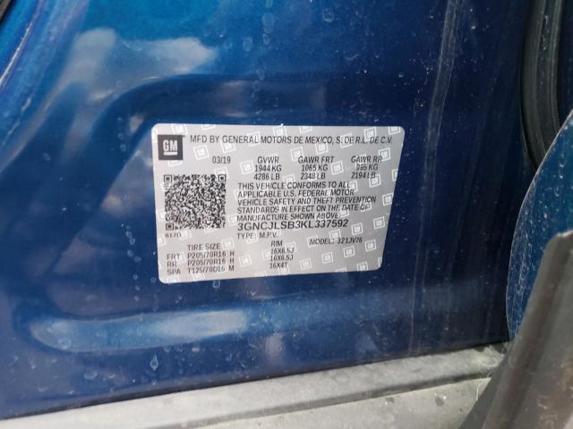 2019 CHEVROLET TRAX 1LT 3GNCJLSB3KL337592