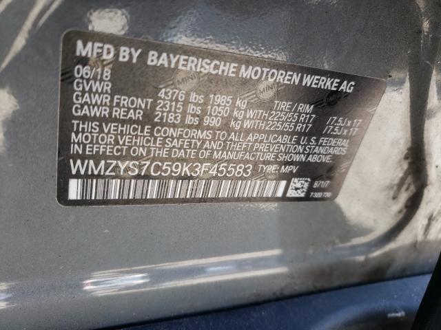 2019 MINI COOPER COU WMZYS7C59K3F45583