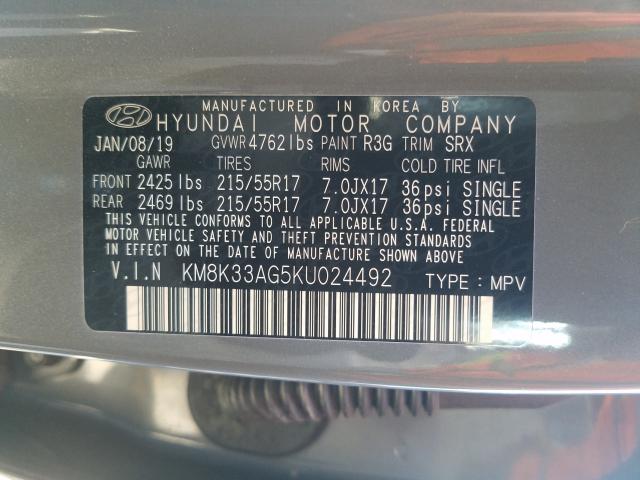 2019 HYUNDAI KONA LIMIT KM8K33AG5KU024492