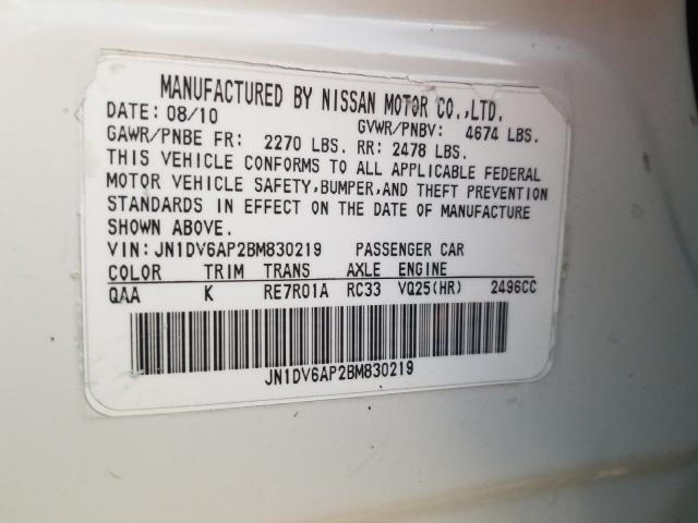 2011 INFINITI G25 BASE JN1DV6AP2BM830219