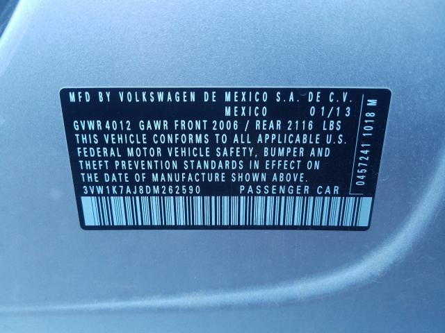 2013 VOLKSWAGEN JETTA BASE 3VW1K7AJ8DM262590