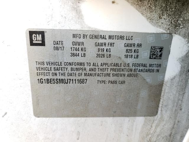 2018 CHEVROLET CRUZE LT - 1G1BE5SM0J7111687