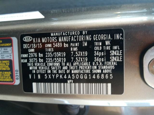 2016 KIA SORENTO SX 5XYPK4A50GG146865