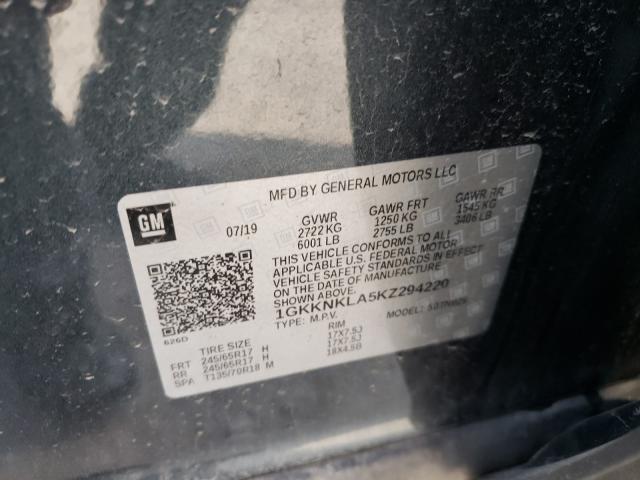 2019 GMC ACADIA SLE 1GKKNKLA5KZ294220