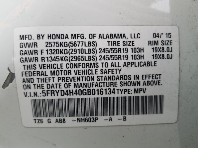 2016 ACURA MDX TECHNO 5FRYD4H40GB016134