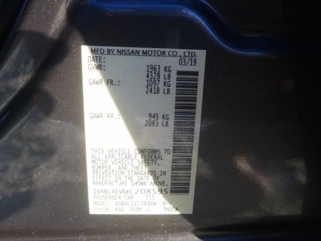 2019 NISSAN ALTIMA SL 1N4BL4EV6KC208595