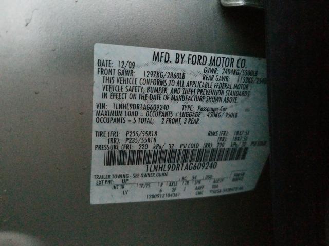 2010 LINCOLN MKS 1LNHL9DR1AG609240