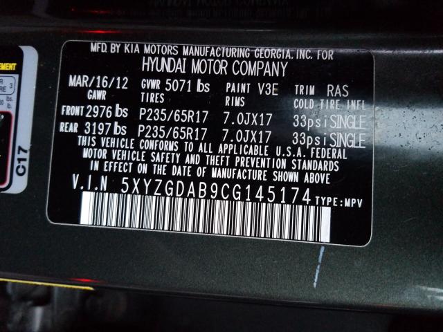2012 HYUNDAI SANTA FE G 5XYZGDAB9CG145174