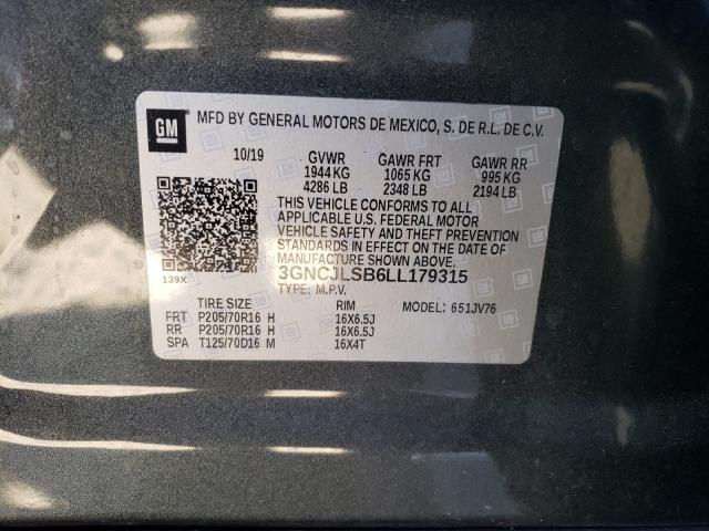 2020 CHEVROLET TRAX 1LT 3GNCJLSB6LL179315