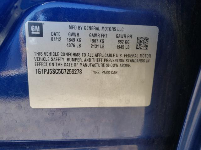 2012 CHEVROLET CRUZE ECO 1G1PJ5SC5C7259278