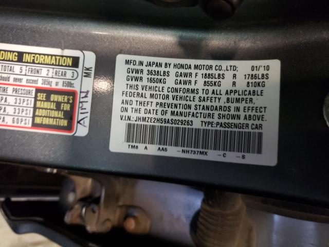 2010 HONDA INSIGHT LX JHMZE2H59AS029263