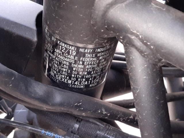 2020 KAWASAKI EX650 M ML5EXEM14LDA11045
