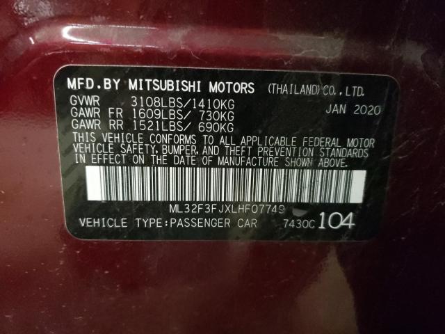 2020 MITSUBISHI MIRAGE G4 ML32F3FJXLHF07749