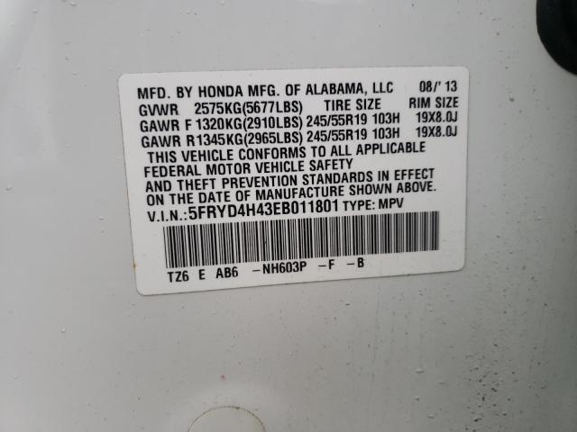 2014 ACURA MDX TECHNO 5FRYD4H43EB011801
