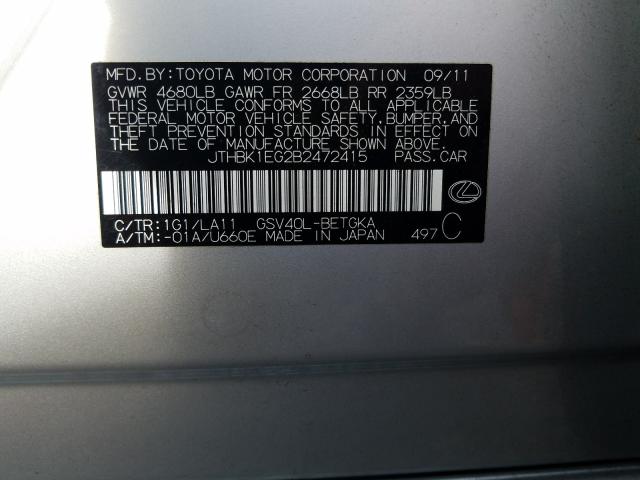 2011 LEXUS ES 350 JTHBK1EG2B2472415