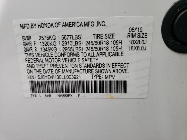 2020 ACURA MDX 5J8YD4H30LL003921