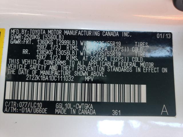 2013 LEXUS RX 350 2T2ZK1BA1DC111032