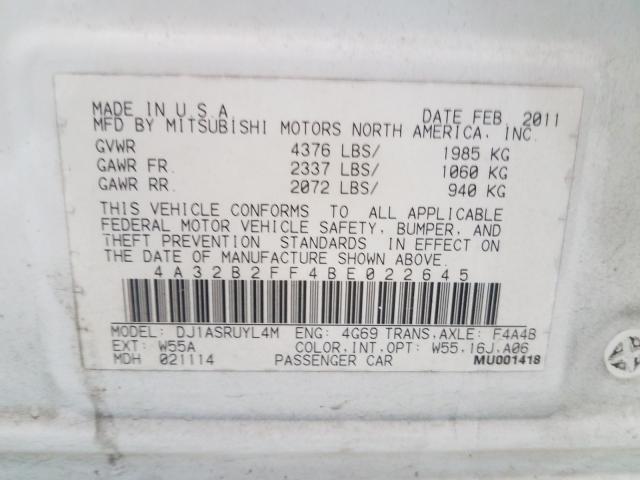2011 MITSUBISHI GALANT FE 4A32B2FF4BE022645