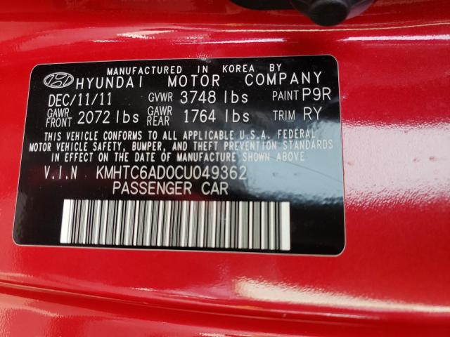 2012 HYUNDAI VELOSTER KMHTC6AD0CU049362