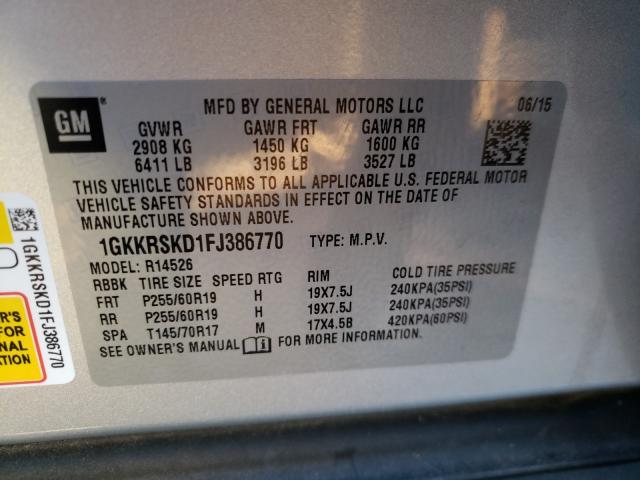 2015 GMC ACADIA SLT 1GKKRSKD1FJ386770