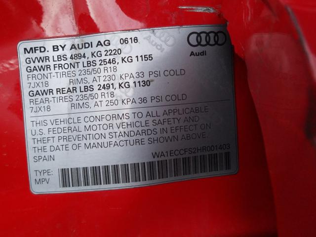 2017 AUDI Q3 PREMIUM WA1ECCFS2HR001403
