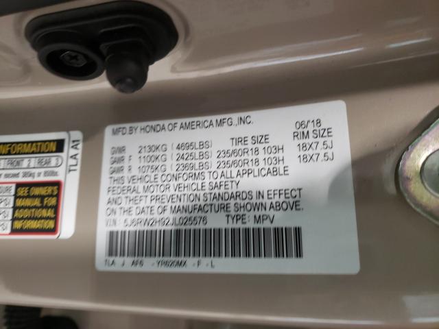 2018 HONDA CR-V TOURI 5J6RW2H92JL025576