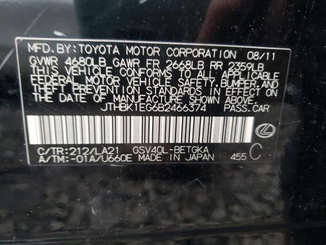 2011 LEXUS ES 350 JTHBK1EG6B2466374