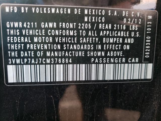 2012 VOLKSWAGEN JETTA 3VWLP7AJ7CM376864