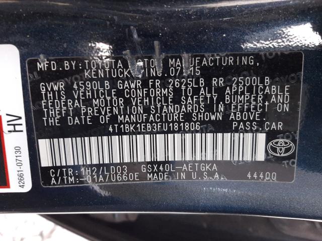 2015 TOYOTA AVALON XLE 4T1BK1EB3FU181806