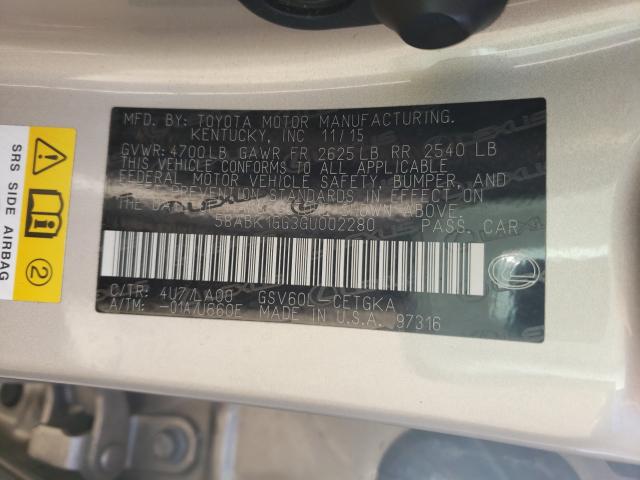 2016 LEXUS ES 350 58ABK1GG3GU002280