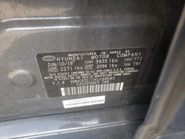 2019 HYUNDAI IONIQ BLUE KMHC65LC1KU168543