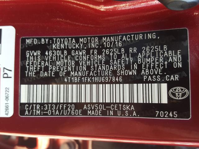 2017 TOYOTA CAMRY 4T1BF1FK1HU697846