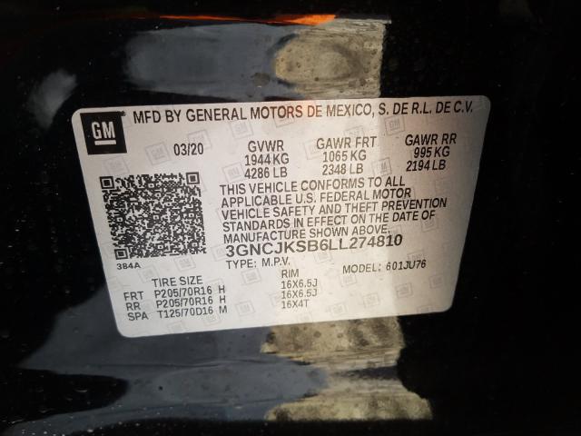 2020 CHEVROLET TRAX LS 3GNCJKSB6LL274810