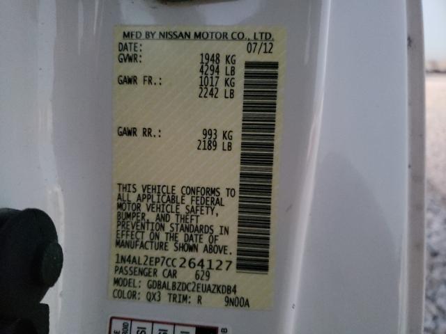 2012 NISSAN ALTIMA S 1N4AL2EP7CC264127