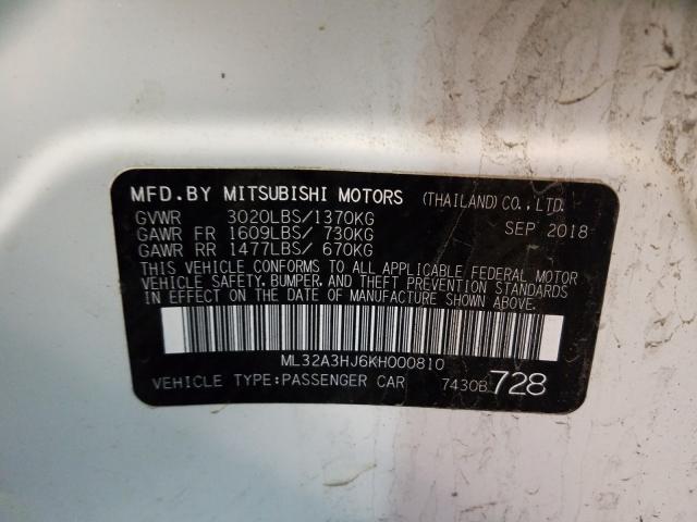 2019 MITSUBISHI MIRAGE ES ML32A3HJ6KH000810