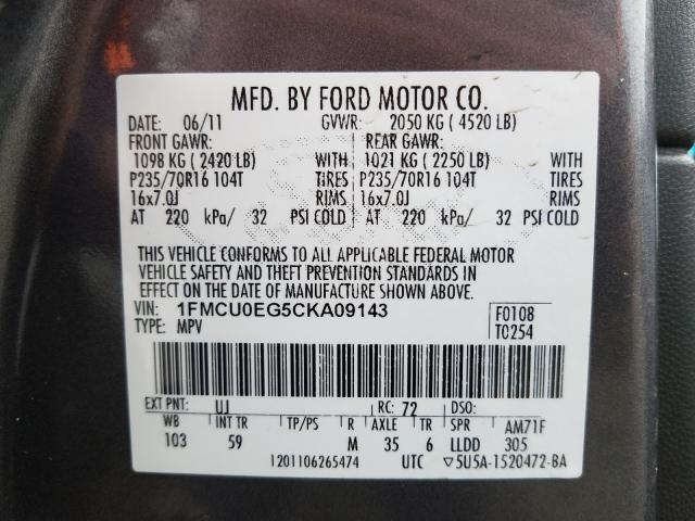 2012 FORD ESCAPE LIM 1FMCU0EG5CKA09143