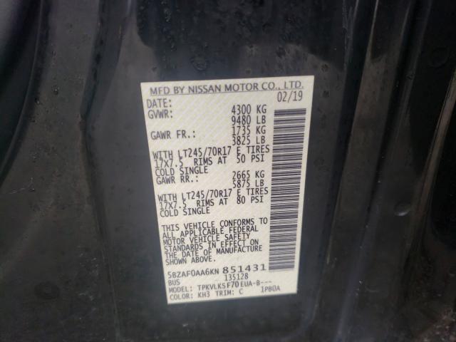 2019 NISSAN NV 3500 - 5BZAF0AA6KN851431