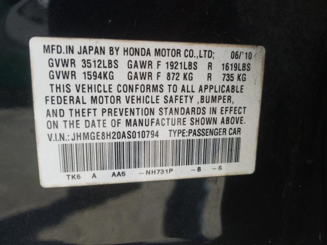 2010 HONDA FIT JHMGE8H20AS010794