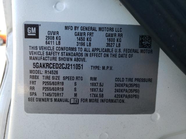 2012 BUICK ENCLAVE 5GAKRCED2CJ211051